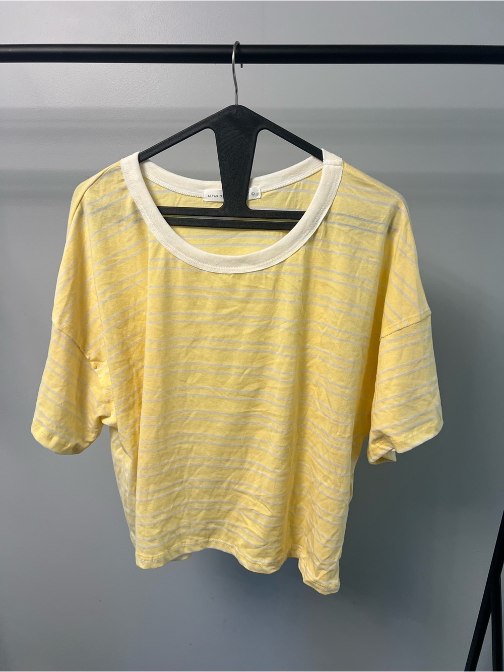Altar'd State Yellow Stripe Tee with White Trim